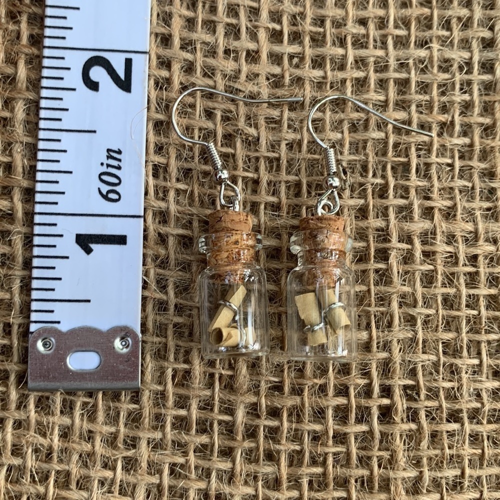 Nwt Handmade Message in a Bottle Earrings - Picture 2 of 2